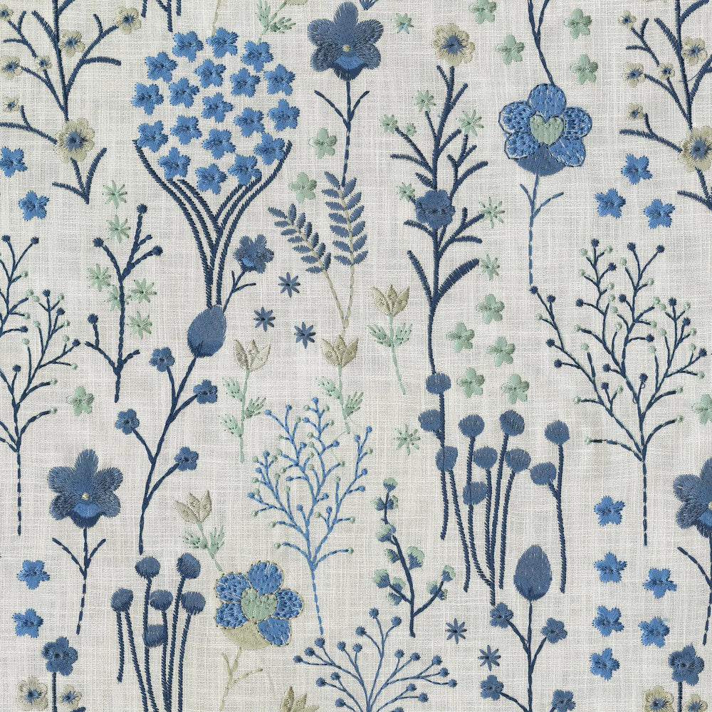 Floral Feast Emb Porcelain 410521 by PKL Studio Fabric Base 100% Cotton Emb 100% Viscose India 51000 Horizontal: 12.8 and Vertical: 15.3 55 - Fabric Carolina -