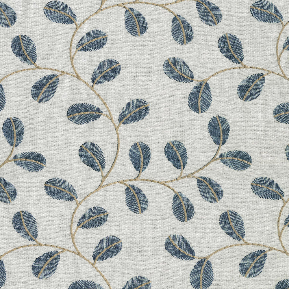 Leaf Love Emb Lapis 410532 by PKL Studio Fabric - 71% Polyester 29% Cotton Embroid:100% Viscose INDIA 19000 Horizontal: 10.4 and Vertical: 9.4 54 - Fabric Carolina -