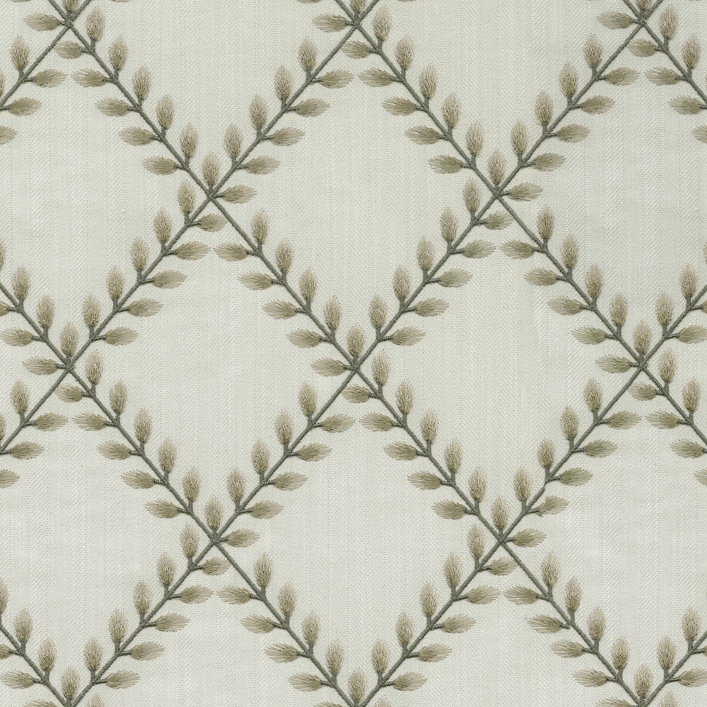 Clover Lane Emb Birch 410571 by PKL Studio Designer Fabric - 100% Polyester Embroid:100% Viscose INDIA 51000 Horizontal: 5.375 and Vertical: 6.25 55 - Swanky Fabrics -