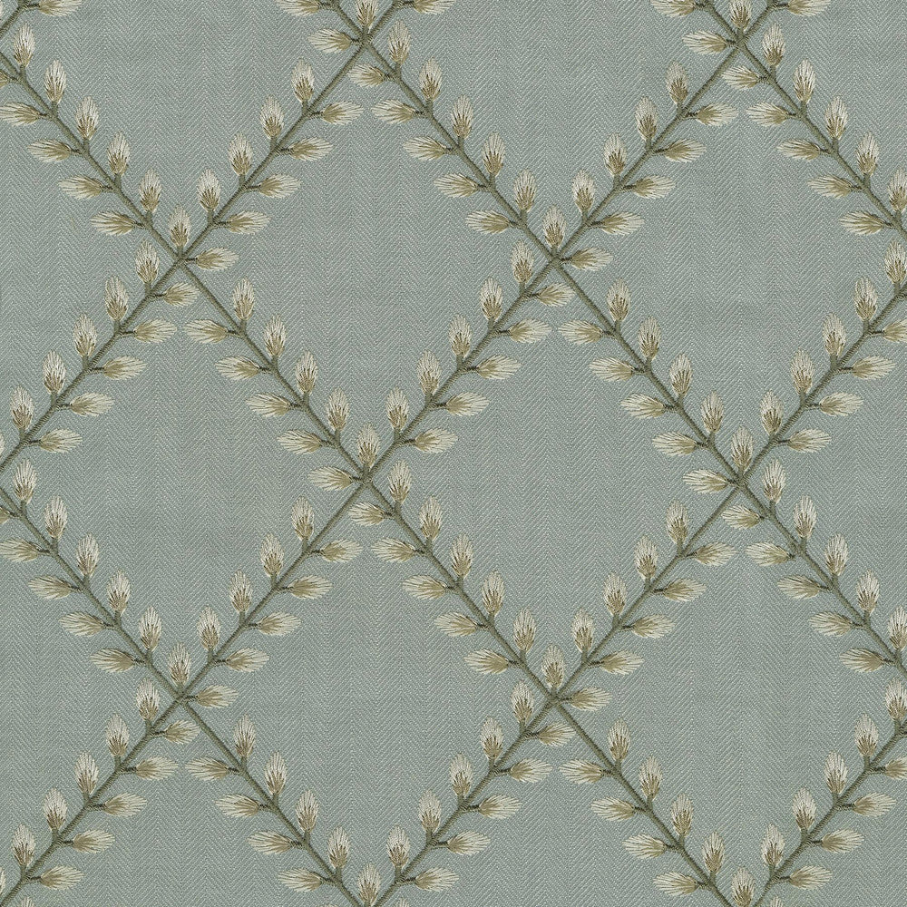 Clover Lane Emb Mist 410573 by PKL Studio Designer Fabric - 100% Polyester Embroid:100% Viscose INDIA 51000 Horizontal: 5.375 and Vertical: 6.25 55 - Swanky Fabrics -