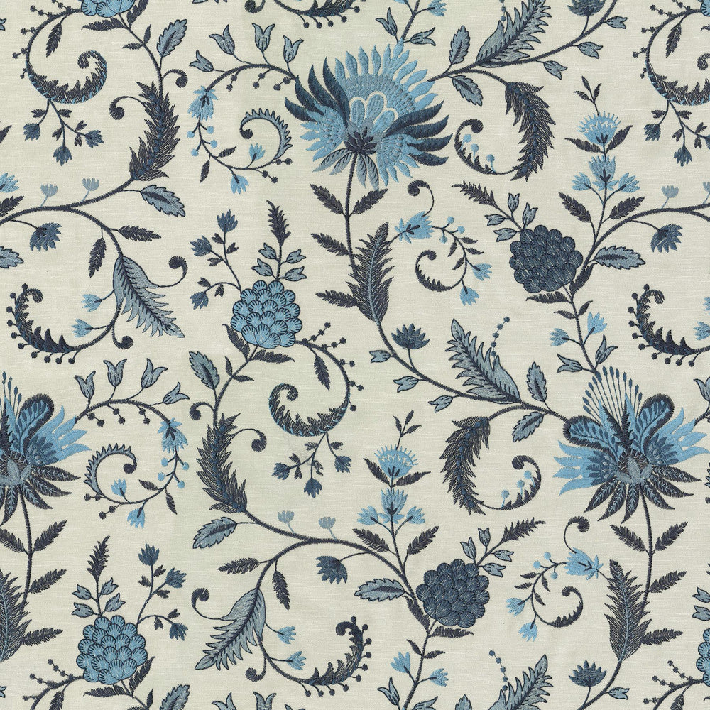 Carlotta Emb Porcelain 410641 by PKL Studio Designer Fabric Base 76% Polyester, 24% Cotton Emb- 100% Viscose India 51000 Horizontal: 17 and Vertical: 19.38 54 - Swanky Fabrics -