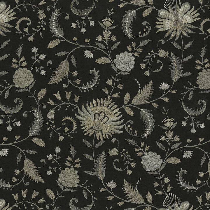 Carlotta Emb Ebony 410643 by PKL Studio Fabric - 76% Polyester 24% Cotton Embroid:100% Viscose INDIA 51000 Horizontal: 17 and Vertical: 19.375 54 - Fabric Carolina -