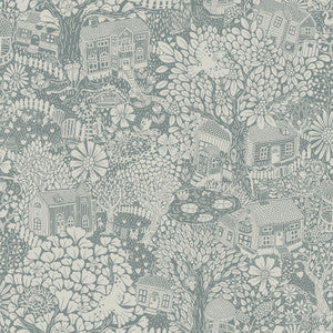 Bygga Bo Blue Woodland Village Wallpaper by A-Street Prints