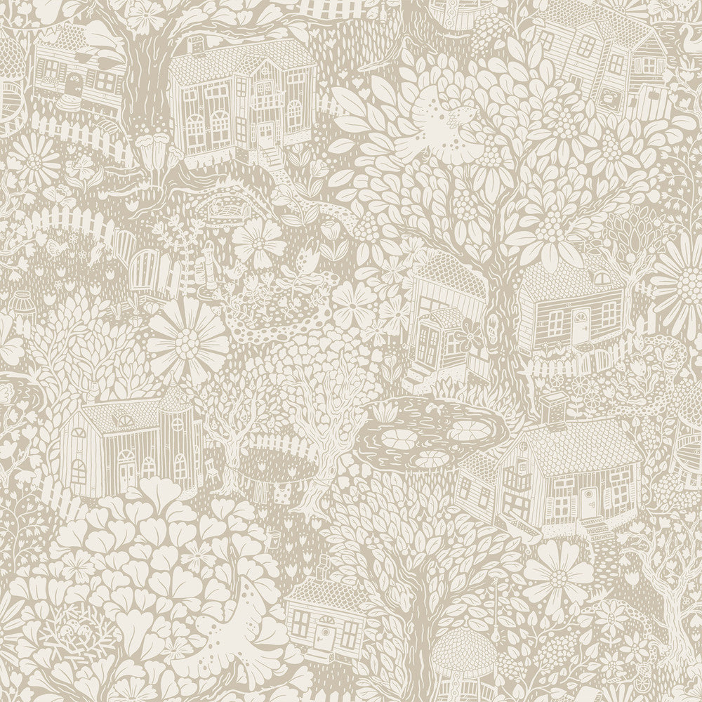 Bygga Bo Light Grey Woodland Village Wallpaper by A-Street Prints Briony Covers about 57.5 square feet 20.9-in by 33-ft long roll Unpasted 20.9 - Fabric Carolina -