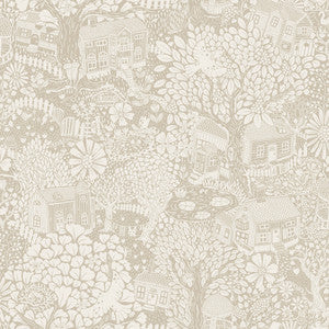Bygga Bo Light Grey Woodland Village Wallpaper by A-Street Prints