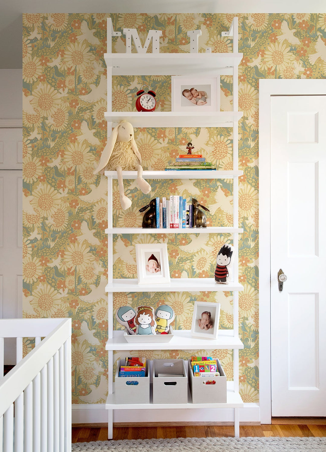 Drömma Coral Songbirds and Sunflowers Wallpaper by A-Street Prints Designer