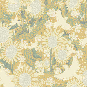Drömma Butter Songbirds and Sunflowers Wallpaper by A-Street Prints