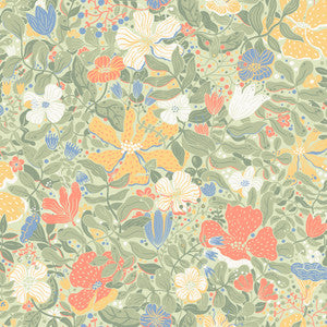 Midsommar Sage Floral Medley Wallpaper by A-Street Prints