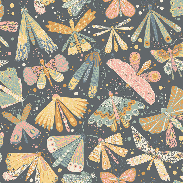 Flyga Blue Bonanza Wallpaper by A-Street Prints Briony Covers about 57.5 square feet 20.9-in by 33-ft long roll Unpasted 20.9 - Fabric Carolina -