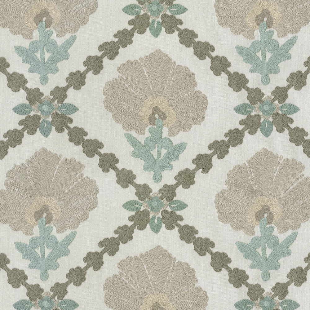 Grand Fleur Embroidery Mist 411402 by PKL Studio Fabric - 47% cotton, 41% polyester, 12% linen Embroidery: 100% cotton India 51000 Horizontal: 10.7 and Vertical: 9.4 55 - Fabric Carolina -
