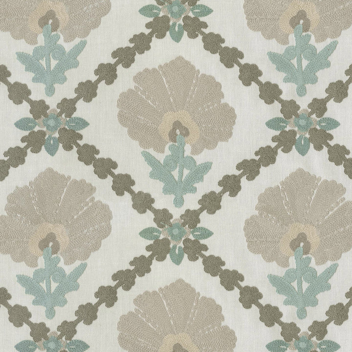 Grand Fleur Embroidery Mist 411402 by PKL Studio Fabric - 47% cotton, 41% polyester, 12% linen Embroidery: 100% cotton India 51000 Horizontal: 10.7 and Vertical: 9.4 55 - Fabric Carolina -