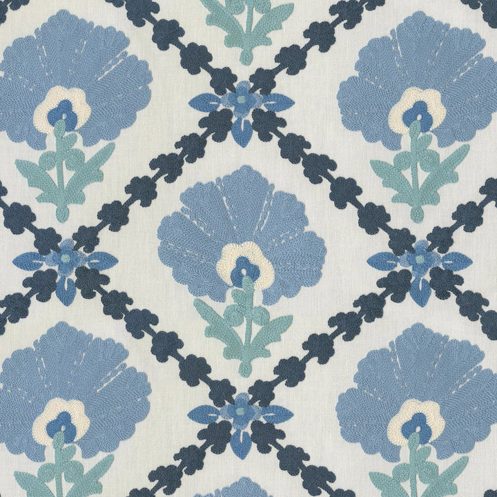 Grand Fleur Embroidery Porcelain 411403 by PKL Studio Fabric - 47% cotton, 41% polyester, 12% linen Embroidery: 100% cotton India 51000 Horizontal: 10.7 and Vertical: 9.4 55 - Fabric Carolina -