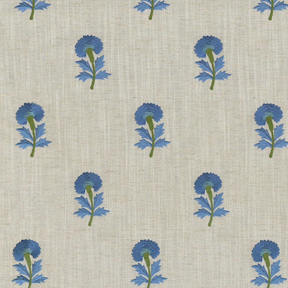 Thistle Embroidery Bluebell 411491 by PKL Studio Fabric - 82% polyester, 11% cotton, 7% linen Emboidery 100% rayon India 51000 Horizontal: 5.3 and Vertical: 6.2 54 - Fabric Carolina -
