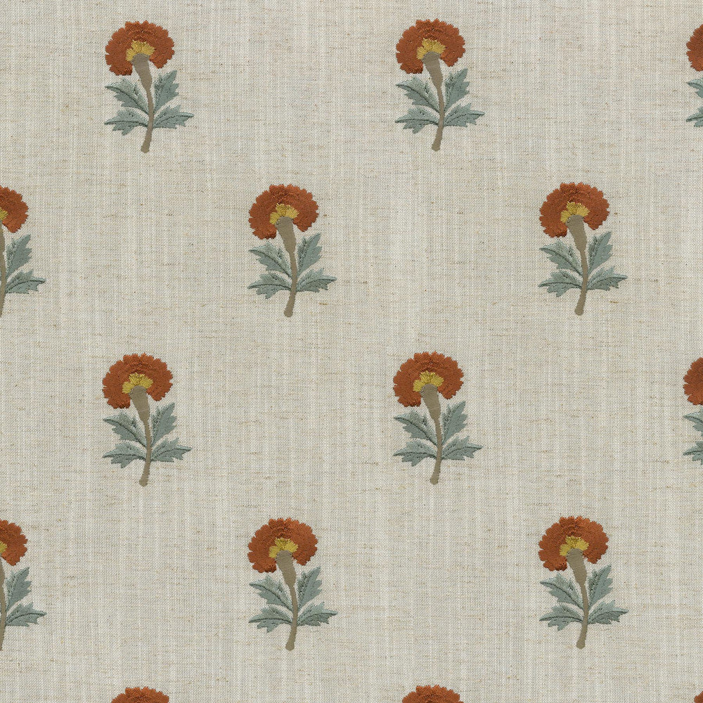 Thistle Embroidery Persimmon 411492 by PKL Studio Fabric - 82% polyester, 11% cotton, 7% linen Emboidery 100% rayon India 51000 Horizontal: 5.3 and Vertical: 6.2 54 - Fabric Carolina -