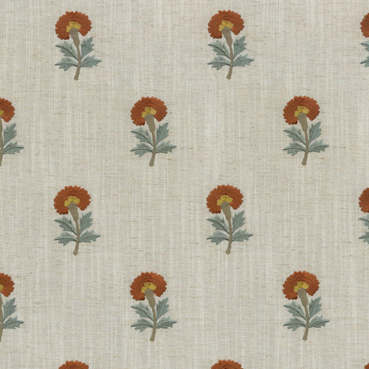 Thistle Embroidery Persimmon 411492 by PKL Studio Fabric - 82% polyester, 11% cotton, 7% linen Emboidery 100% rayon India 51000 Horizontal: 5.3 and Vertical: 6.2 54 - Fabric Carolina -