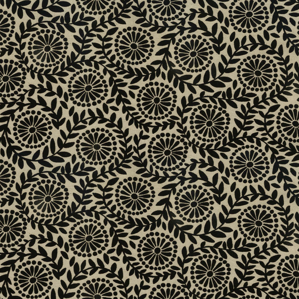 Flock Botanical Black 411640 by PKL Studio Fabric Base 80% Cotton 20% Linen, Flock 100% Acrylic China 51000 Horizontal: 27 and Vertical: 13.5 54 - Fabric Carolina -