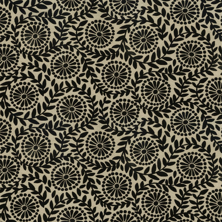 Flock Botanical Black 411640 by PKL Studio Fabric - Base 80% cotton, 20% linen Face: 100% acrylic flock fibers China 51000 Horizontal: 27 and Vertical: 13.5 54 - Fabric Carolina -