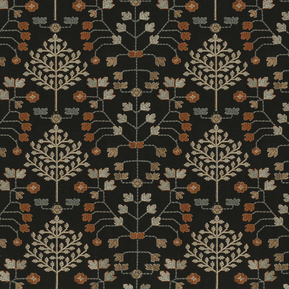 Anatolian Emb Ember 411800 by PKL Studio Fabric 100% Cotton, Embroidery: 48% Viscose, 52% Polyester India 51000 Horizontal: 7.375 and Vertical: 13.125 54 - Fabric Carolina -