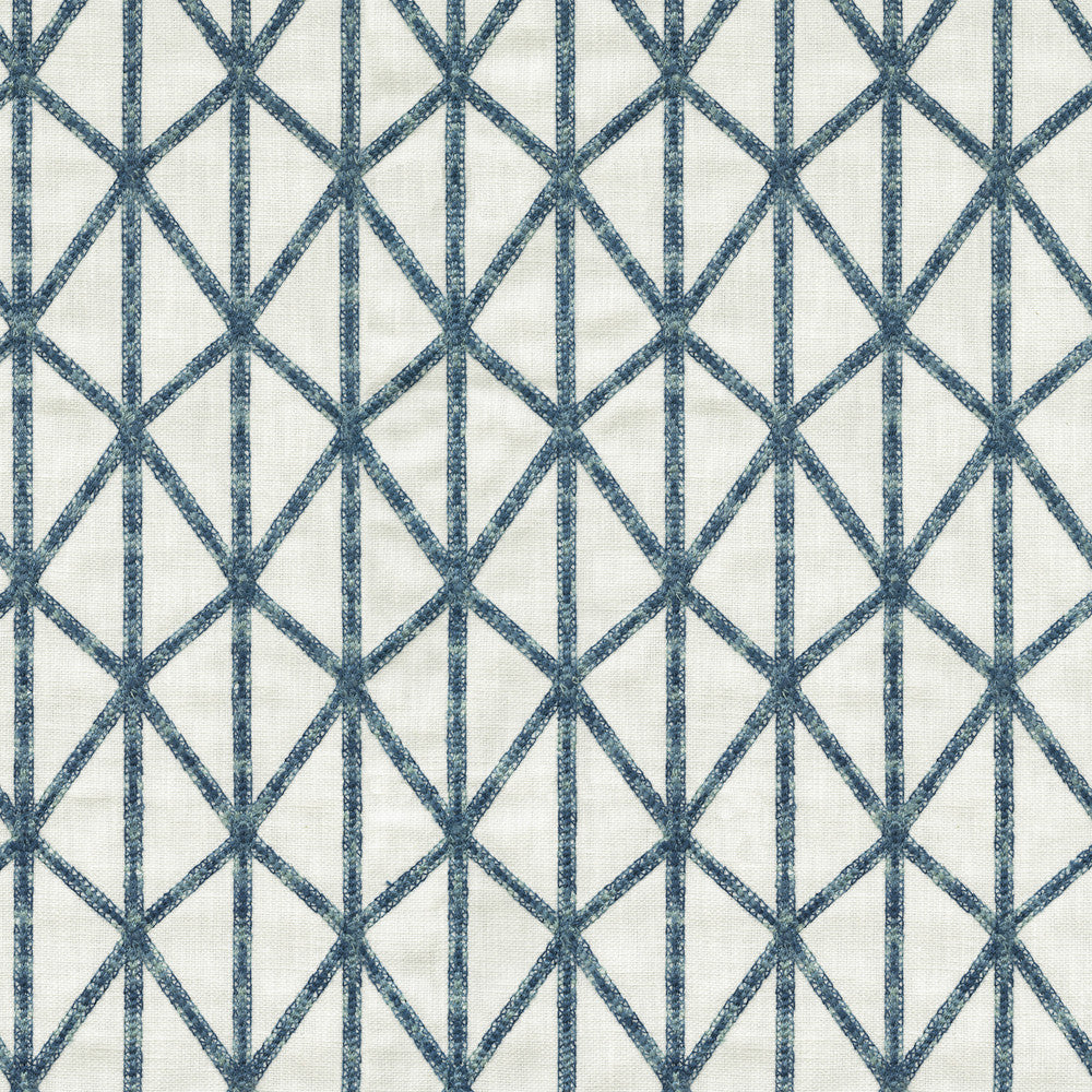 Matrix Emb Indigo 411820 by PKL Studio Designer Fabric Base 50% Polyester, 50% Cotton Emb 100% Polyester India 51000 Horizontal: 2.63 and Vertical: 3 55 - Swanky Fabrics -