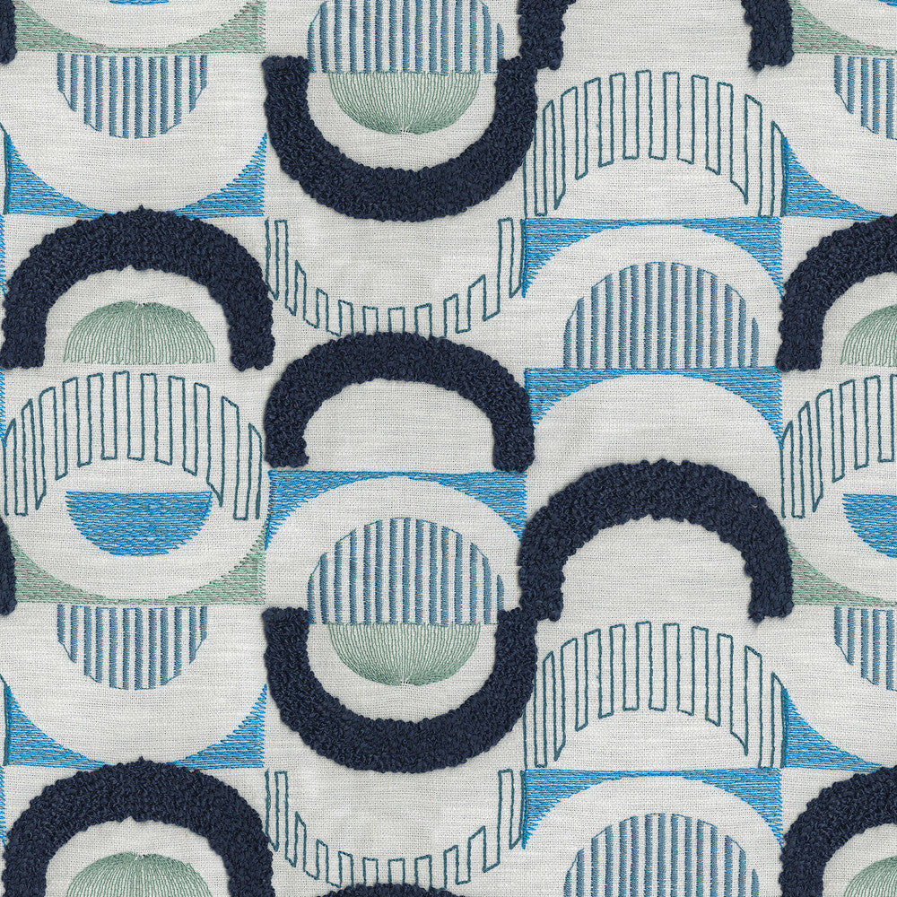 Half Moon Emb Luna 411871 by PKL Studio Designer Fabric Base 71% Polyester 29% Cotton Emb 100% Rayon India 51000 Horizontal: 12.5 and Vertical: 9.25 54 - Swanky Fabrics -