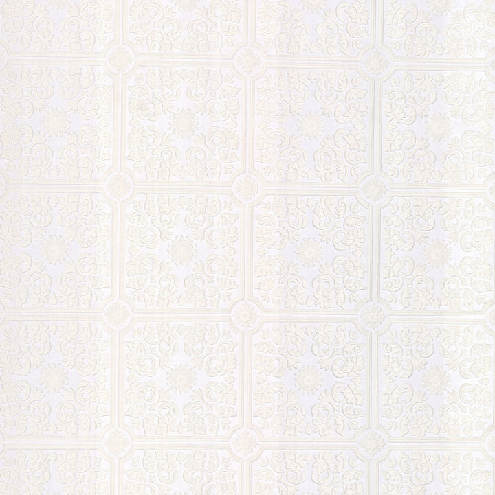 Sabrina White Tin Ceiling Wallpaper by Brewster Textures, Techniques & Finishes Covers about 56.4 square feet 20.5-in by 33-ft long roll Prepasted 5 - Fabric Carolina -