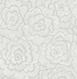 Periwinkle Light Grey Textured Floral Wallpaper by A-Street Prints