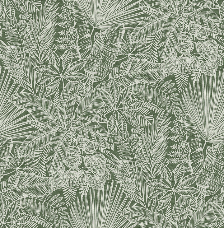 Vita Green Botanical Wallpaper by A-Street Prints Middleton Covers about 56.4 square feet 20.5-in by 33-ft long roll Unpasted 20.9 - Fabric Carolina -