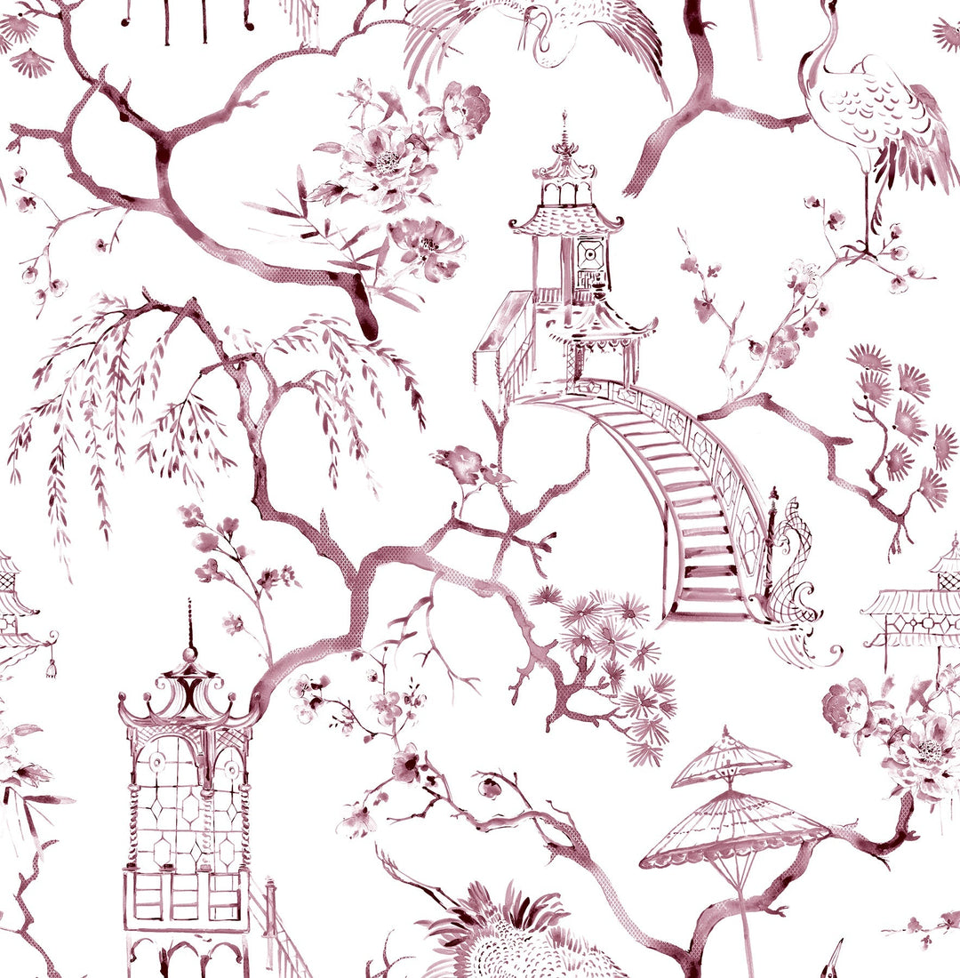 Serena Plum Chinoiserie Wallpaper by A-Street Prints Designer