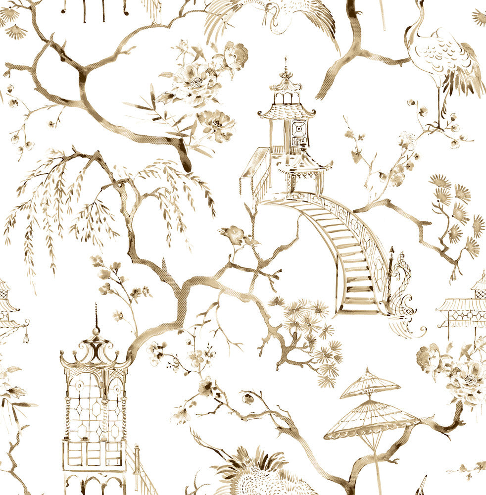 Serena Coffee Chinoiserie Wallpaper by A-Street Prints Middleton Covers about 56.4 square feet 20.5-in by 33-ft long roll Unpasted 20.9 - Fabric Carolina -