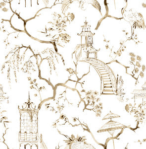 Serena Coffee Chinoiserie Wallpaper by A-Street Prints