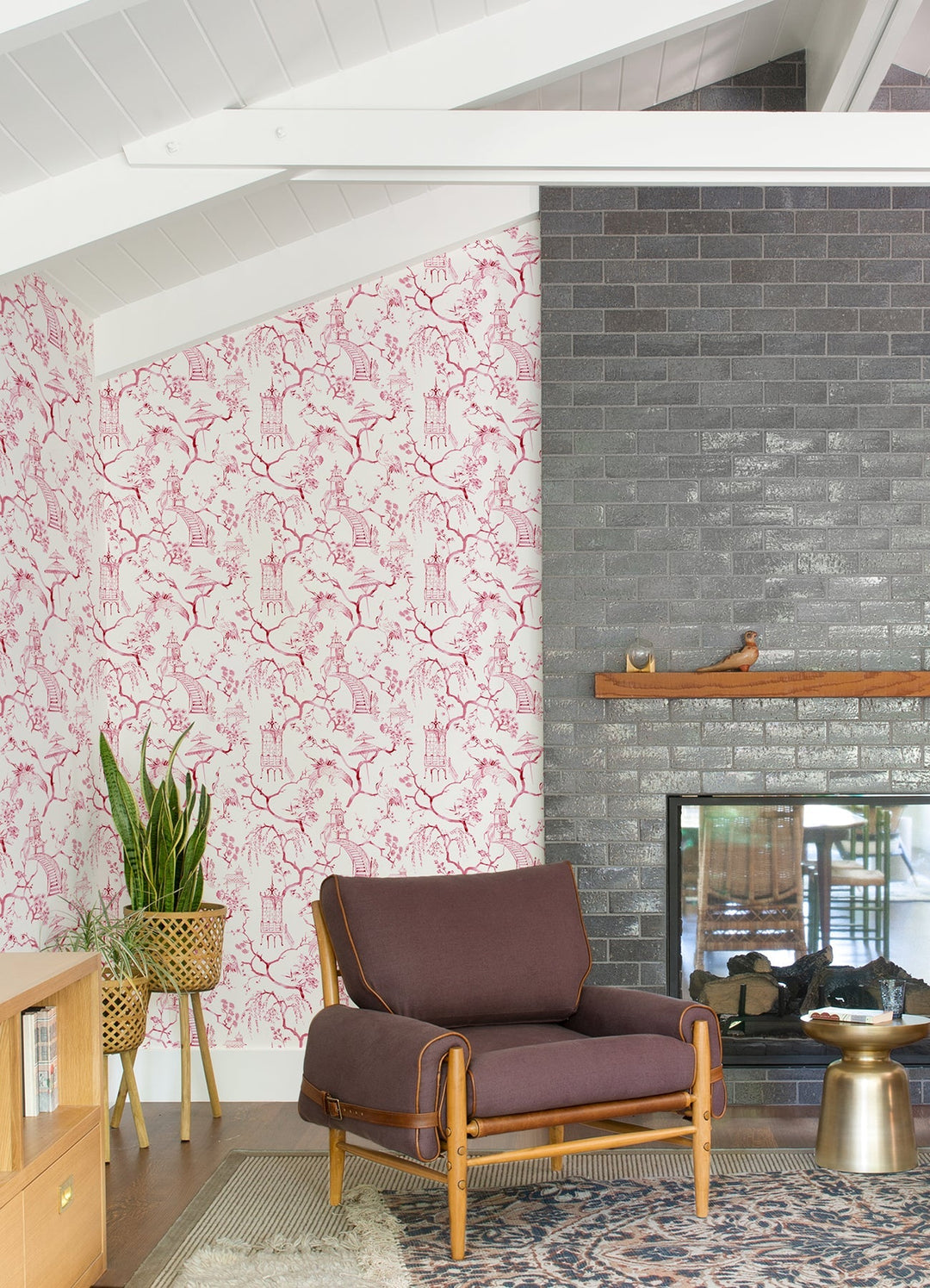Serena Raspberry Chinoiserie Wallpaper by A-Street Prints Designer