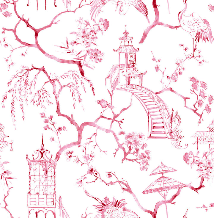 Serena Raspberry Chinoiserie Wallpaper by A-Street Prints Middleton Covers about 56.4 square feet 20.5-in by 33-ft long roll Unpasted 20.9 - Fabric Carolina -