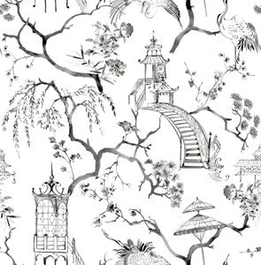 Serena Charcoal Chinoiserie Wallpaper by A-Street Prints