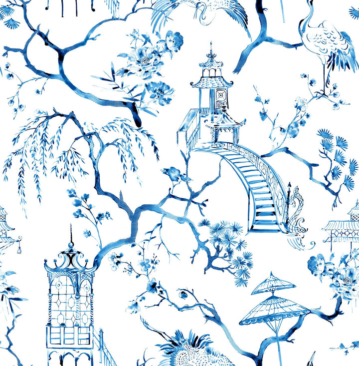 Serena Blue Chinoiserie Wallpaper by A-Street Prints Designer