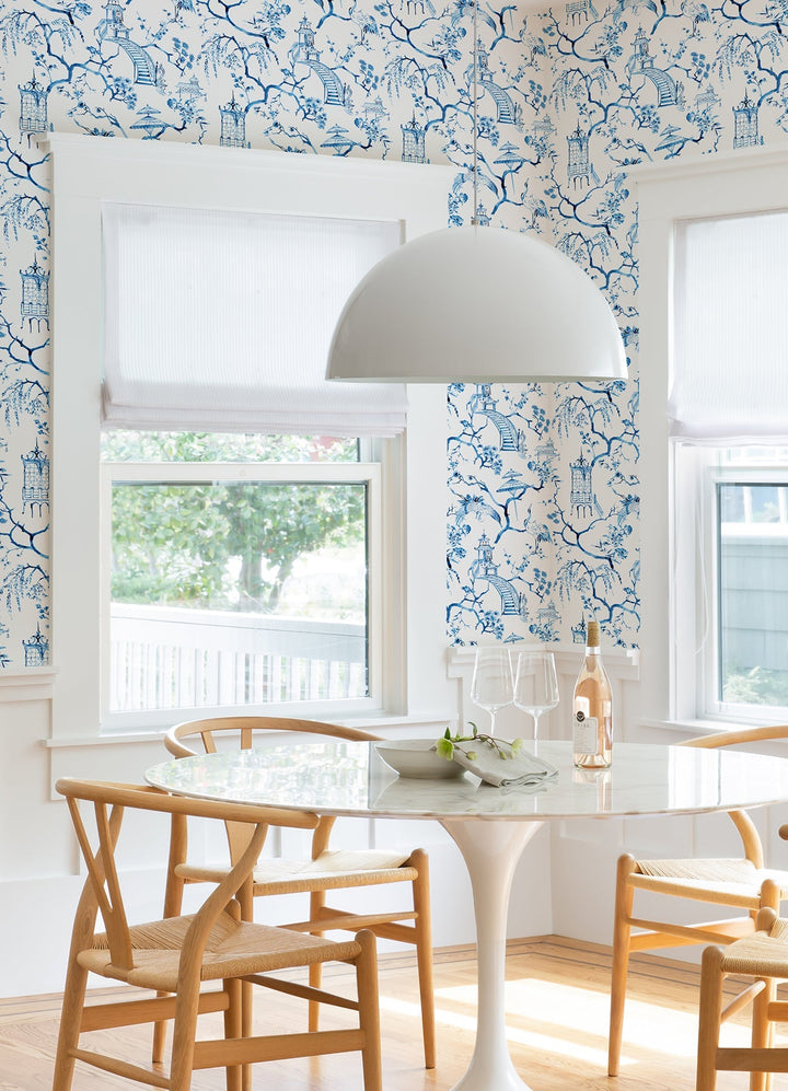 Serena Blue Chinoiserie Wallpaper by A-Street Prints Designer