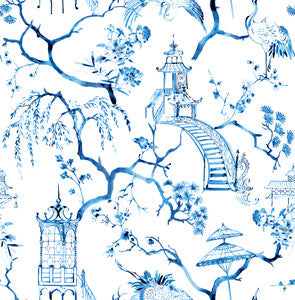 Serena Blue Chinoiserie Wallpaper by A-Street Prints