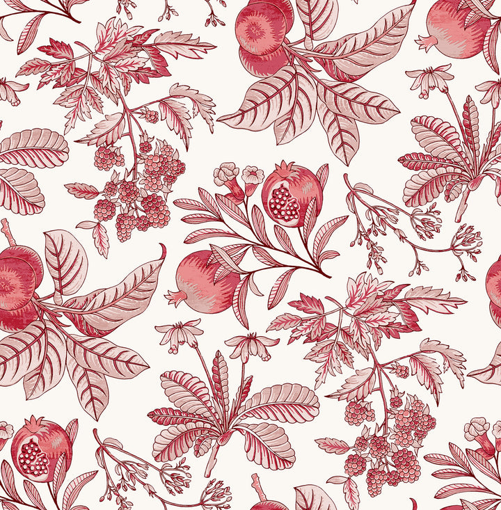 Cecilia Red Fruit Wallpaper by A-Street Prints Middleton Covers about 56.4 square feet 20.5-in by 33-ft long roll Unpasted 20.9 - Fabric Carolina -