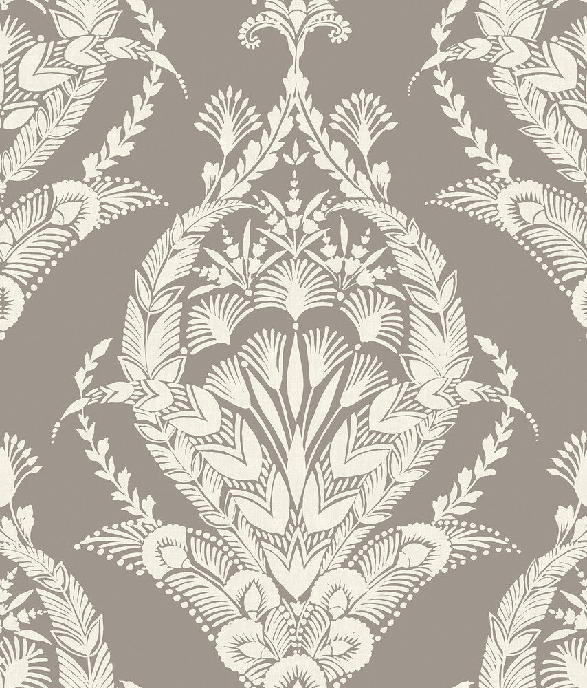 Arlie Grey Botanical Damask Wallpaper by A-Street Prints Middleton Covers about 56.4 square feet 20.5-in by 33-ft long roll Unpasted 24 - Fabric Carolina -