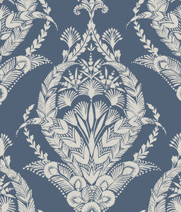 Arlie Indigo Botanical Damask Wallpaper by A-Street Prints