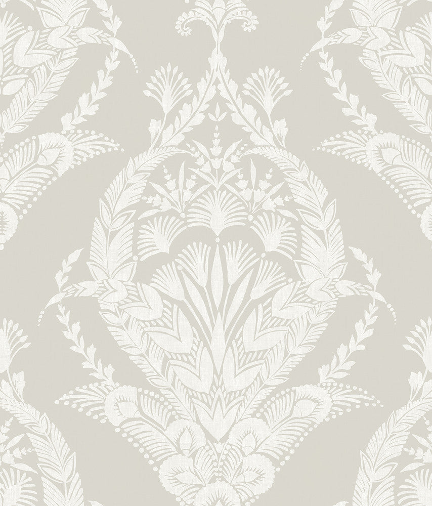 Arlie Light Grey Botanical Damask Wallpaper by A-Street Prints Middleton Covers about 56.4 square feet 20.5-in by 33-ft long roll Unpasted 24 - Fabric Carolina -
