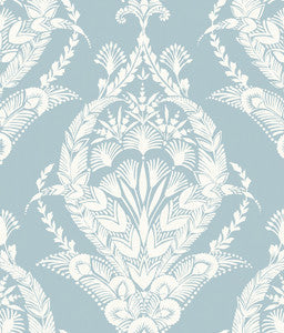 Arlie Light Blue Botanical Damask Wallpaper by A-Street Prints