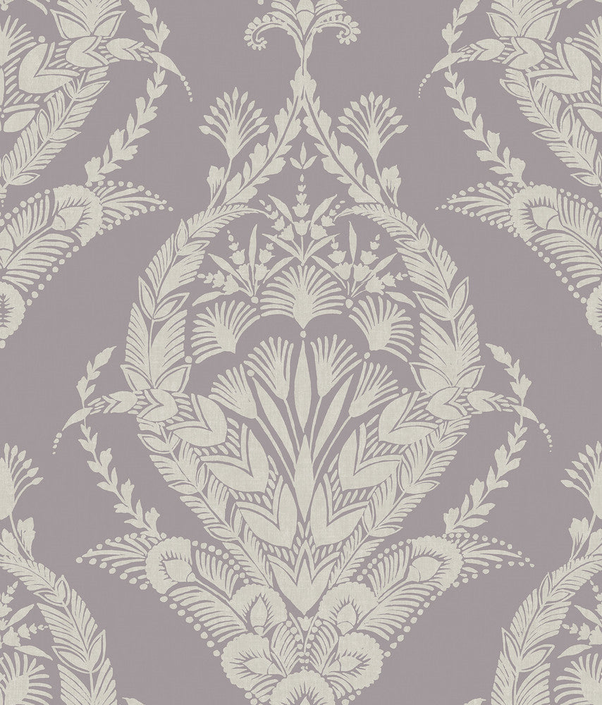 Arlie Lavender Botanical Damask Wallpaper by A-Street Prints Middleton Covers about 56.4 square feet 20.5-in by 33-ft long roll Unpasted 24 - Fabric Carolina -