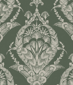 Arlie Evergreen Botanical Damask Wallpaper by A-Street Prints
