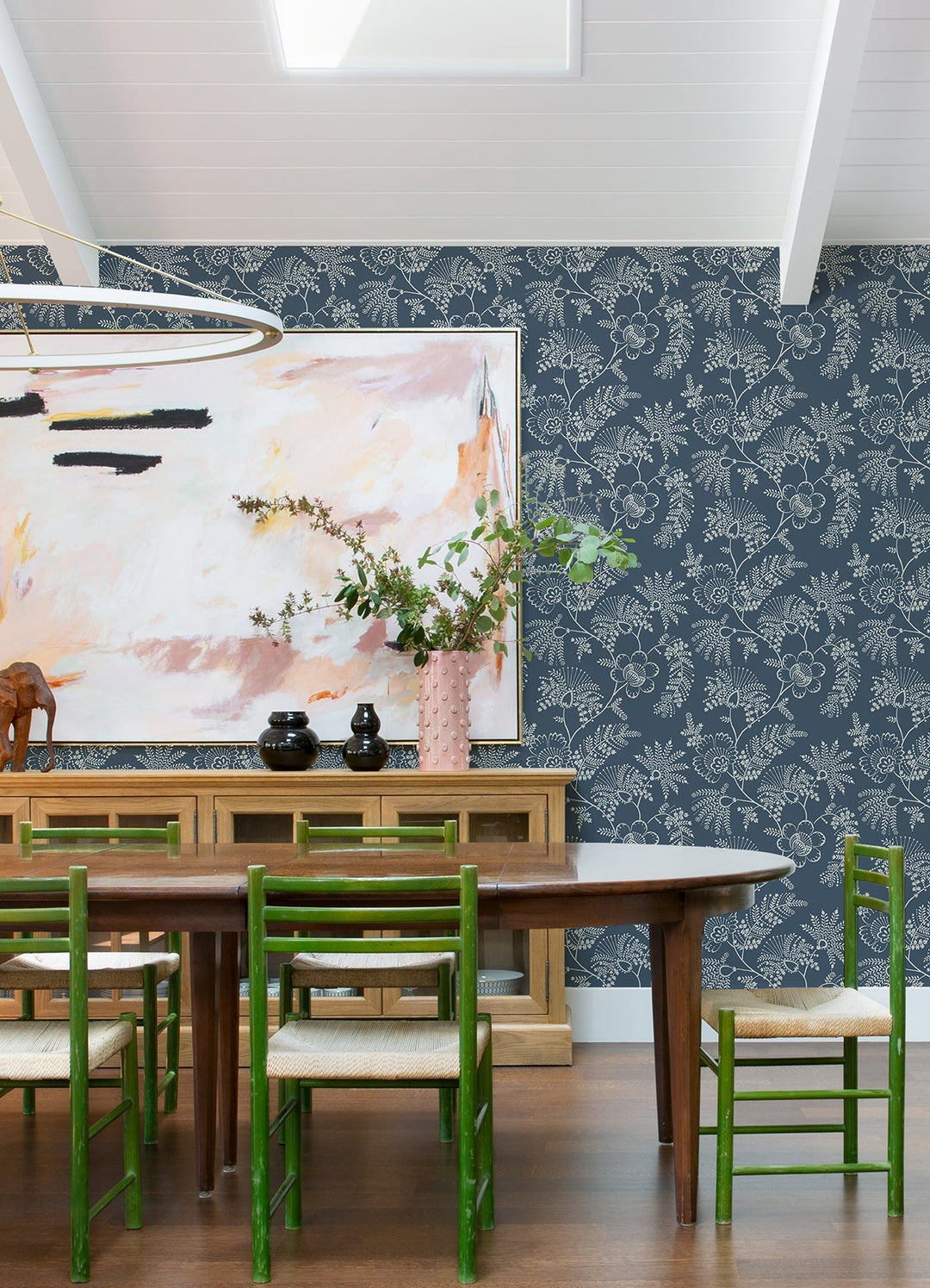 Maeve Dark Blue Jacobean Trail Wallpaper by A-Street Prints Designer