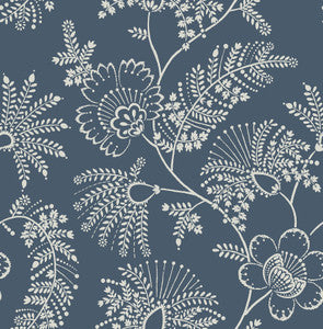 Maeve Dark Blue Jacobean Trail Wallpaper by A-Street Prints