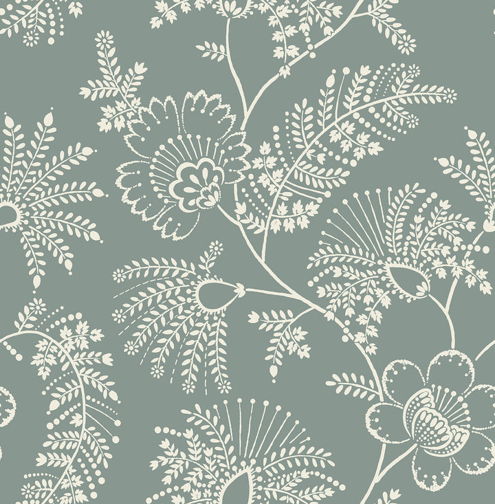 Maeve Sea Green Jacobean Trail Wallpaper by A-Street Prints Middleton Covers about 56.4 square feet 20.5-in by 33-ft long roll Unpasted 20.9 - Fabric Carolina -