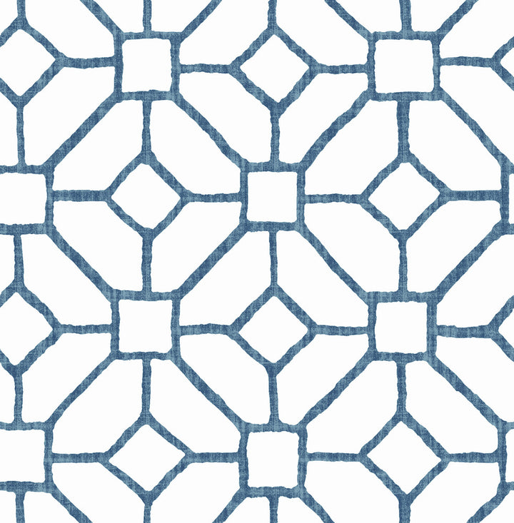 Addis Blue Trellis Wallpaper by A-Street Prints Middleton Covers about 56.4 square feet 20.5-in by 33-ft long roll Unpasted 20.9 - Fabric Carolina -