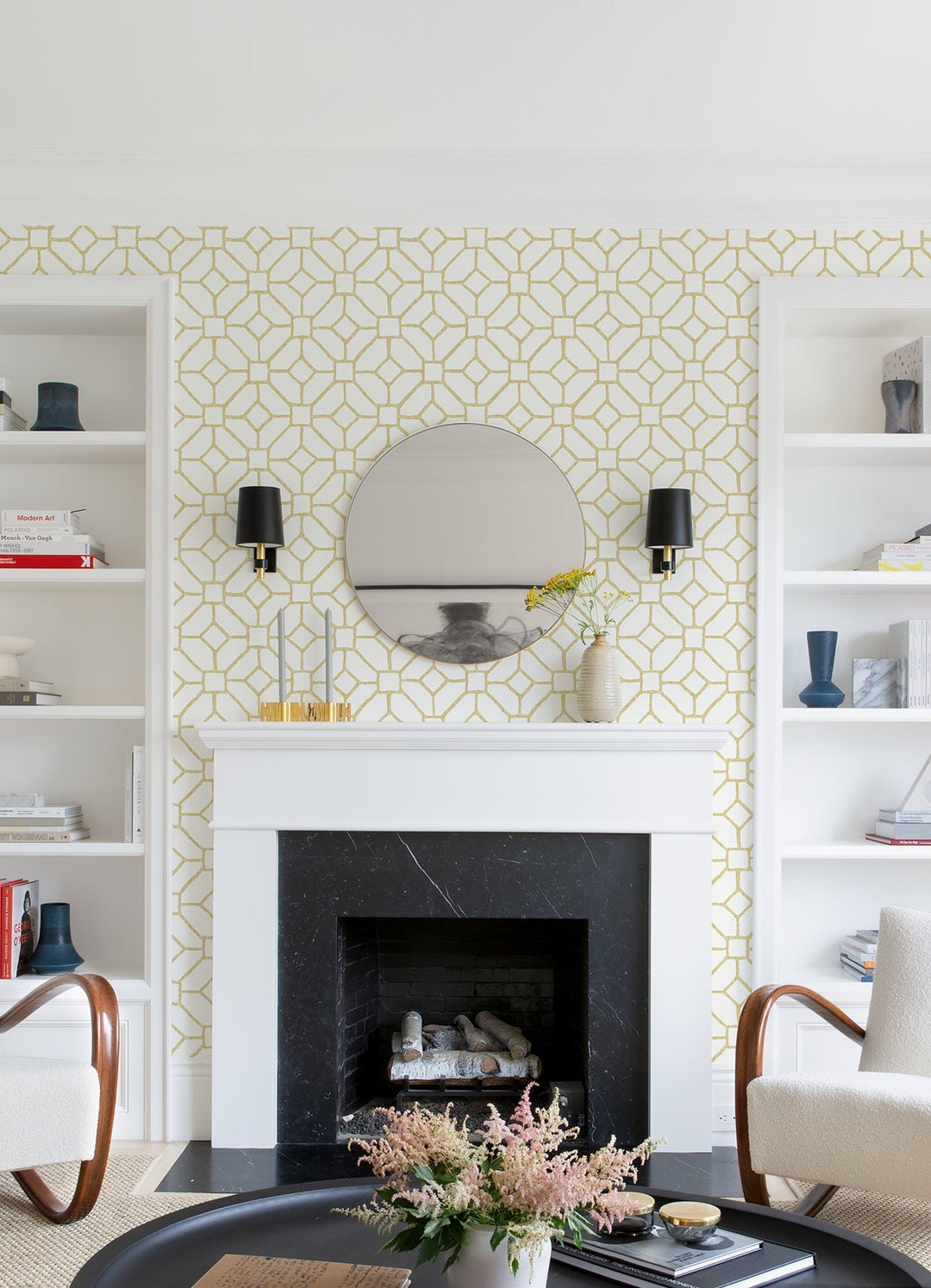 Addis Gold Trellis Wallpaper by A-Street Prints Designer