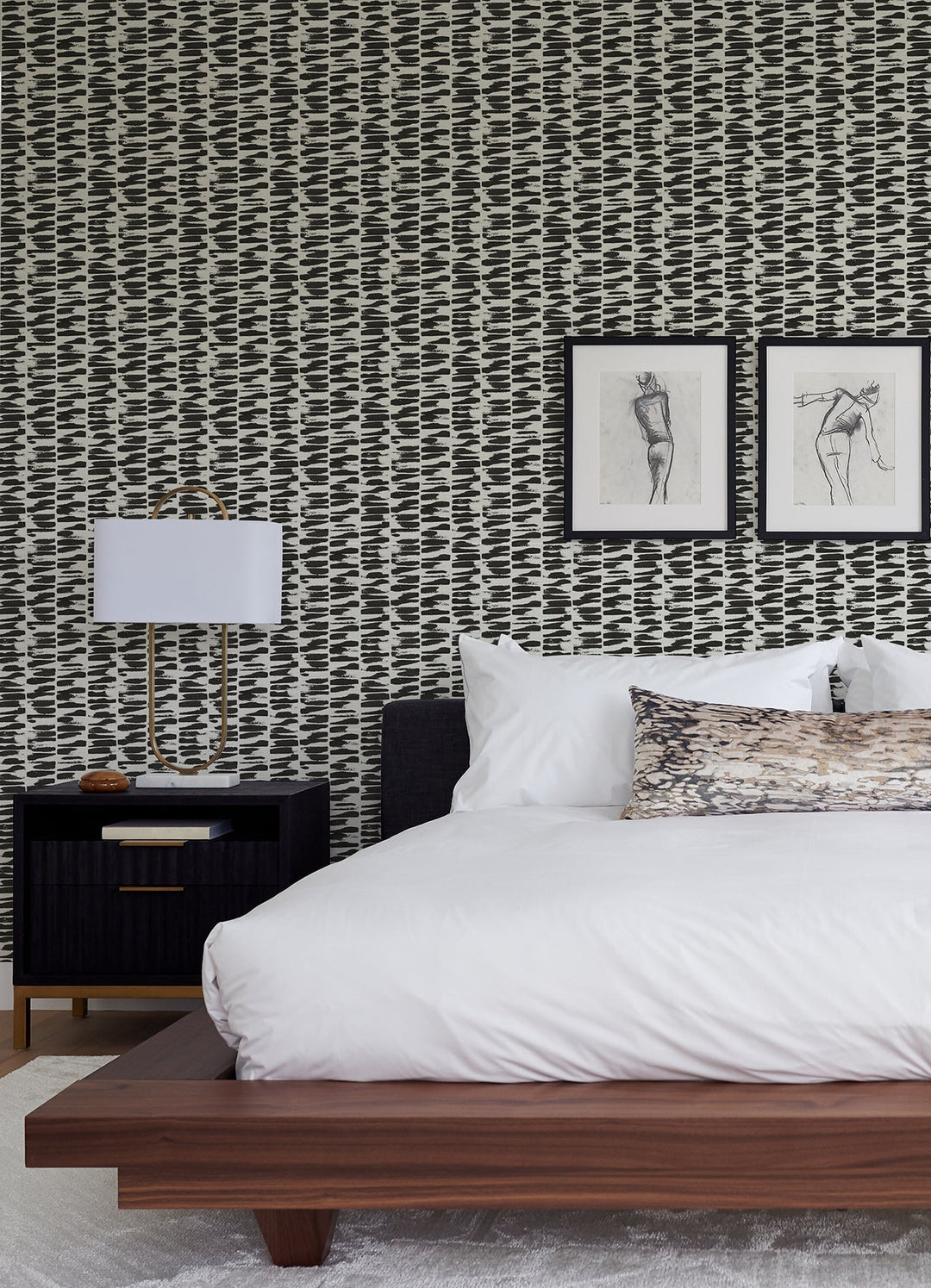 Myrtle Black Abstract Stripe Wallpaper by A-Street Prints Designer