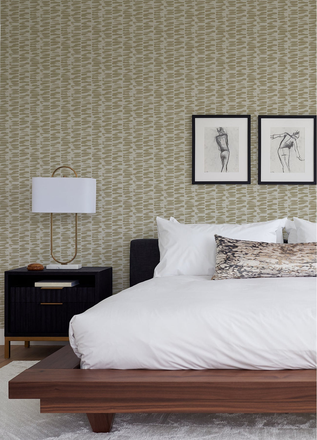 Myrtle Gold Abstract Stripe Wallpaper by A-Street Prints Designer